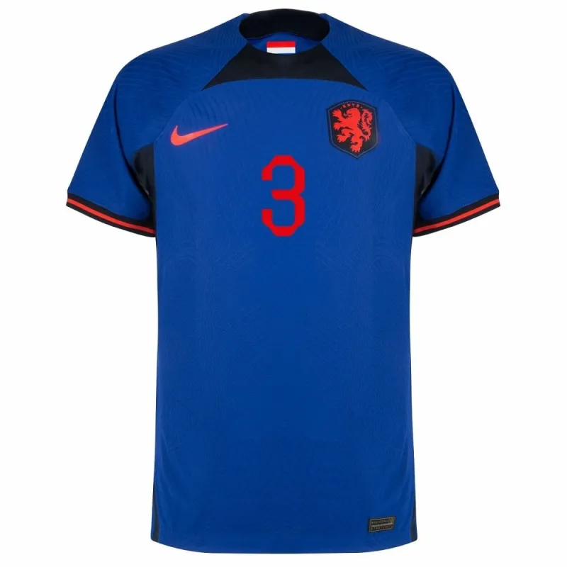 Le maillot d'extérieur des Pays-Bas pour la Coupe du monde de football 2022 de De Ligt - bleu