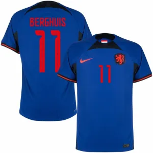 Maillot d'extérieur des Pays - Bas pour la Coupe du monde de football 2022 de Berghuis - bleu