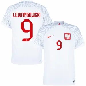 Lewandowski, das Heimtrikot von Polen für die Weltmeisterschaft 2022 - Weiß