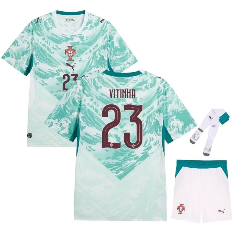 Portogallo VITINHA 2026/27 Maglia Trasferta Bambino Verde