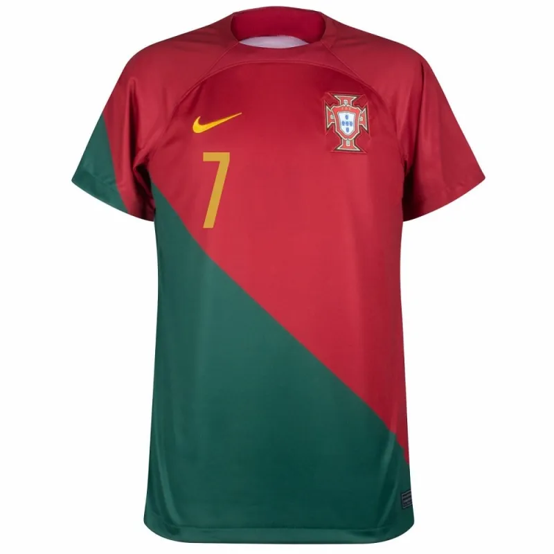 Set di maglie per bambini di casa della Coppa del mondo 2022 del Portogallo di Ronaldo - Rosso e Verde