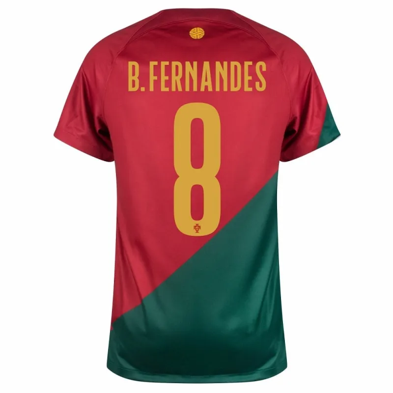 La maglia di casa della Coppa del mondo FIFA 2022 della Portogallo di Bruno Fernandes - Rosso e Verde