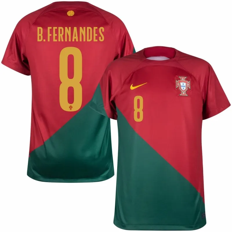 La maglia di casa della Coppa del mondo FIFA 2022 della Portogallo di Bruno Fernandes - Rosso e Verde