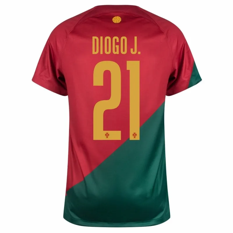 La maglia di casa della Coppa del mondo FIFA 2022 della Portogallo di Diogo Jota - Rosso e Verde