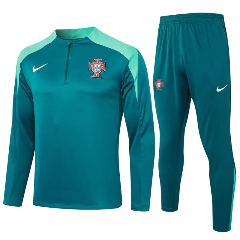 Ropa de deporte de manga larga + pantalones de Portugal 2024/25 - verde
