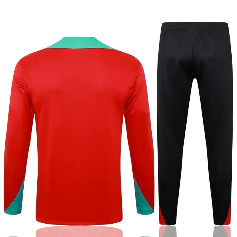 Ropa de deporte de manga larga + pantalones de Portugal 2024/25 - rojo