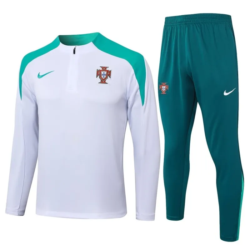 Ropa de deporte de manga larga + pantalones de Portugal 2024/25 - blanco