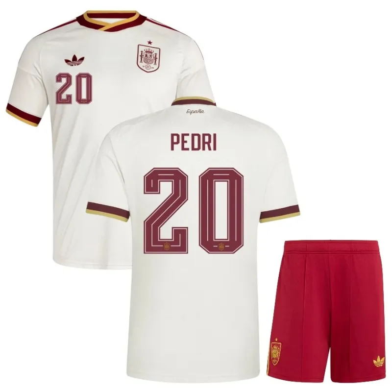 Spagna PEDRI 2026/27 set maglia trasferta bambino bianca