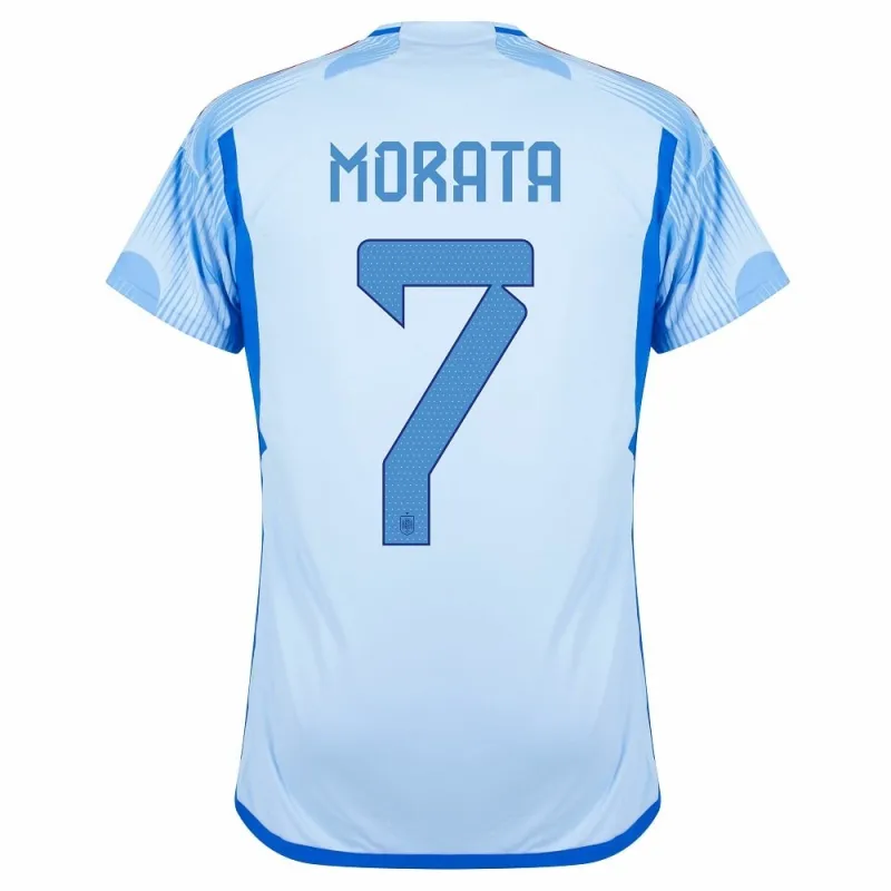 Morata. Maglia d'esterno della Spagna per la Coppa del mondo FIFA 2022 - Blu