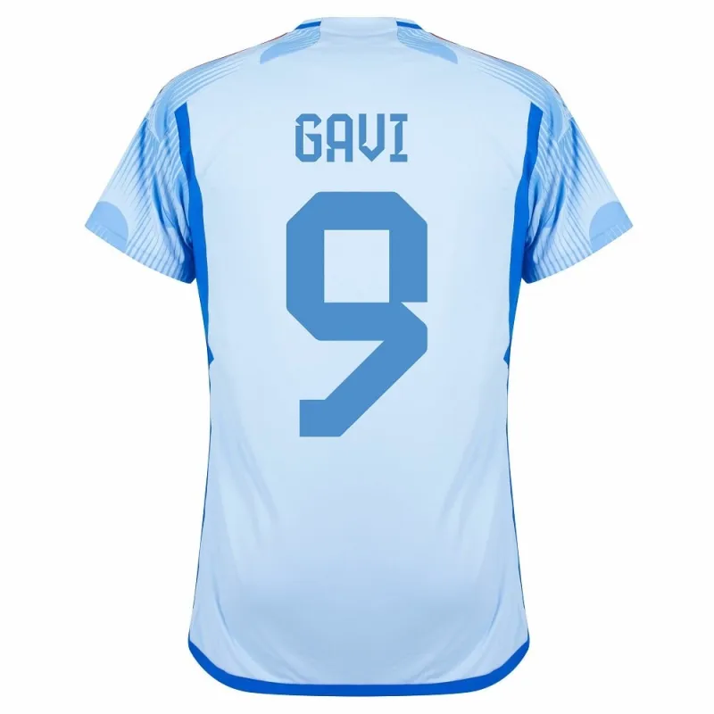 Gavi. Spanisches Auswärtstri-kot für die FIFA Weltmeisterschaft 2022 - Blau