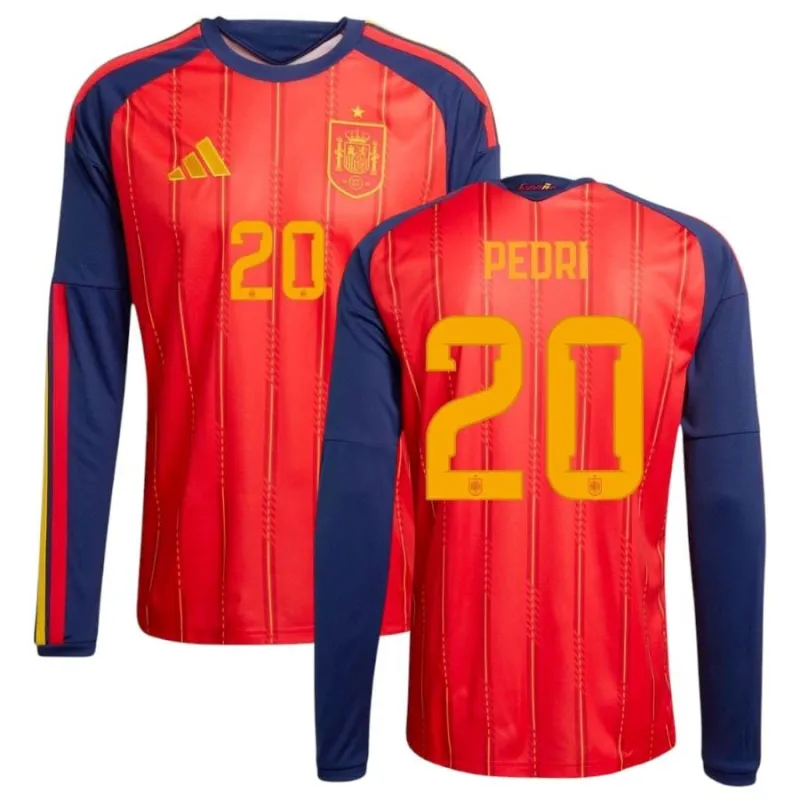 Maglia casalinga maniche lunghe Spagna PEDRI 2026/27 - Rossa