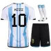 Messi Argentinien 2022/23 3 Sterne Heim Kinder Trikotset - Himmelblau
