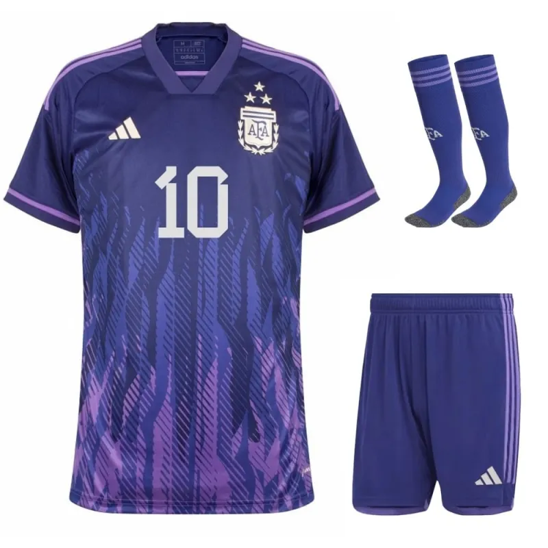 Messi Argentina 2022/23 3 Stelle Trasferta Bambino Set - Viola