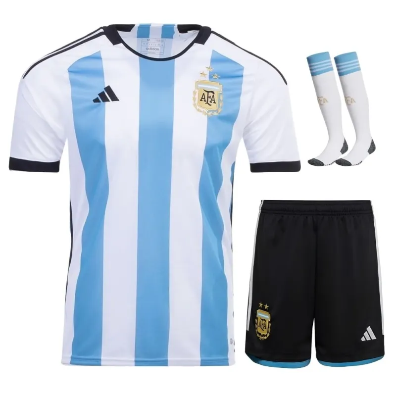 Argentina 2022/23 3 Stars Home Kids Kit - Sky Blue