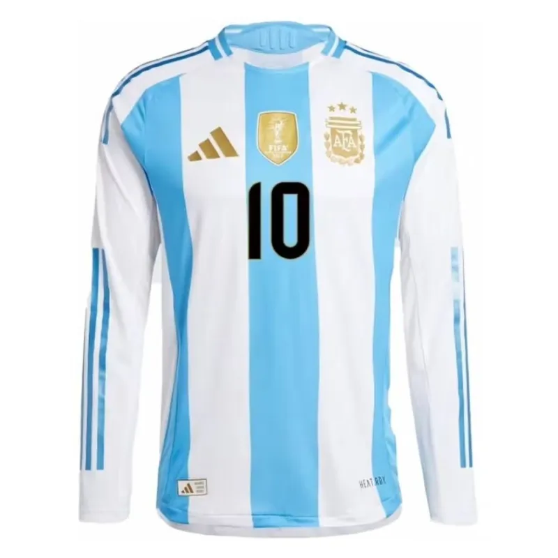 Messi Argentinien 2024/25 Heim Lange Ärmel Replica Trikot - Helle Blau