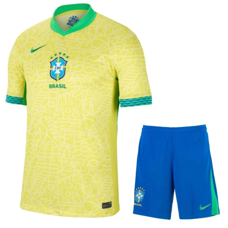 Conjunto de camiseta de casa de Brasil 2024/25 - Versión para niños hinchas (Amarillo)