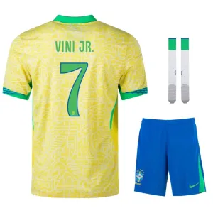 VINI JR Brazil 2024/25 Home Kids Fan Edition Kit - Yellow
