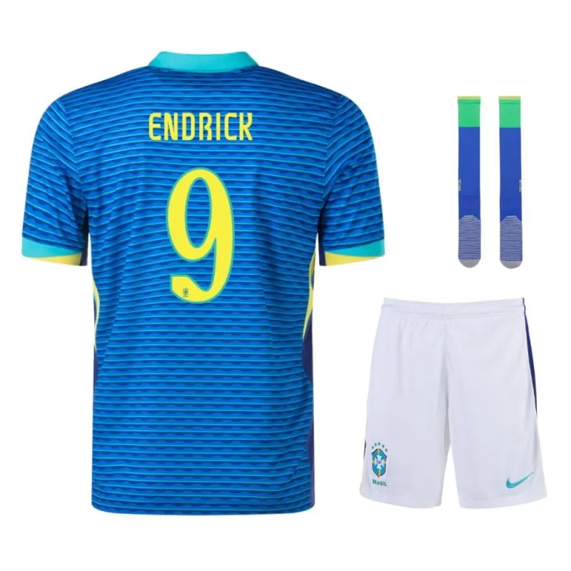 ENDRICK Brazil 2024/25 Away Kids Fan Edition Kit - Blue