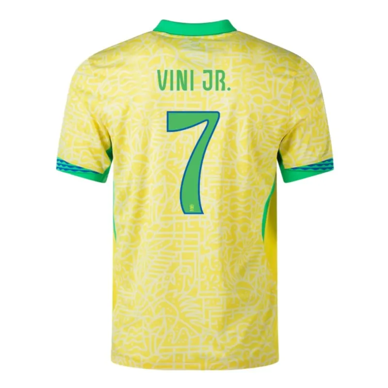 Vini Jr. Brazil 2024/25 Home Jersey, Fan Version, Yellow