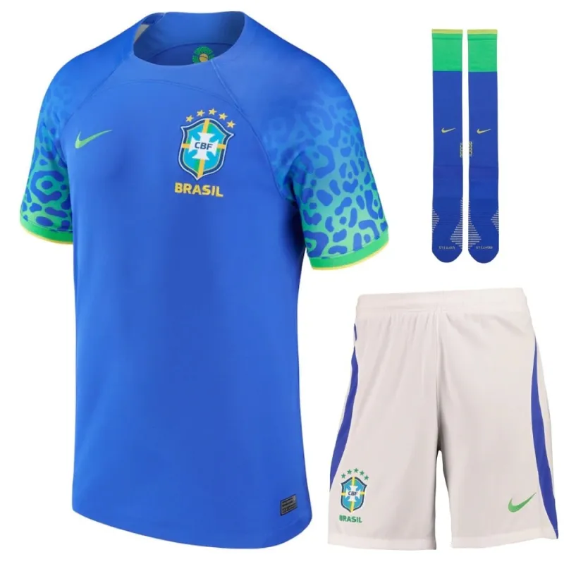 Brasilien 2022/23 Auswärts Kinder Fan-Trikotset - Blau
