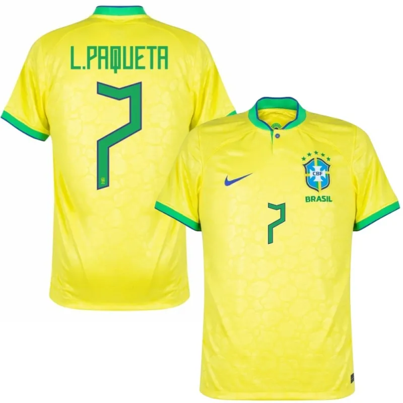 L. Paqueta, Brazil 2022 World Cup Home Fan Jersey (Yellow)