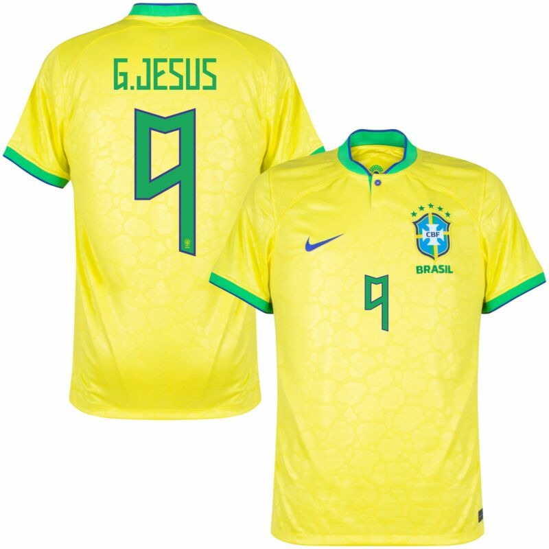 G. Jesus, Brasilien 2022 Weltmeisterschaft Heimfans-Trikot (Gelb)