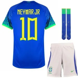 Neymar JR, Maillot de supporter pour enfants du Brésil lors de la Coupe du monde 2022 (Maillot extérieur, Bleu)