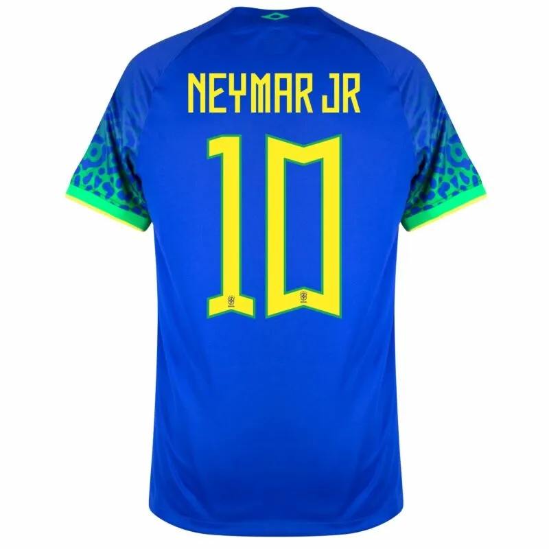 Neymar Jr. 2022 Brazil World Cup Away Blue Replica Jersey for Fans