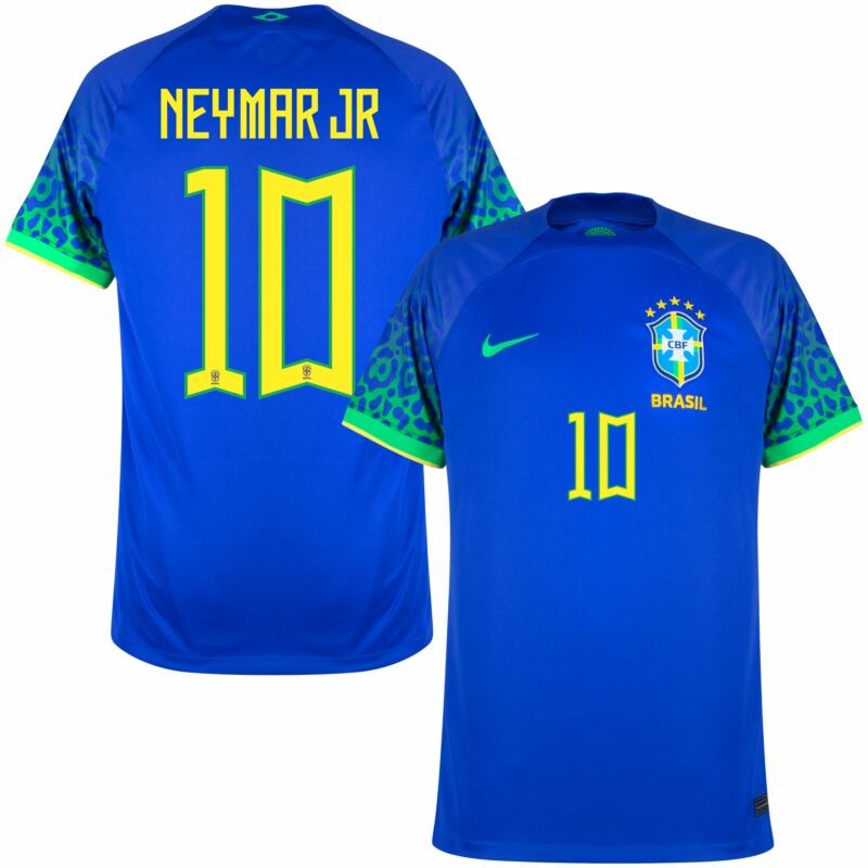 Neymar Jr. 2022 Brazil World Cup Away Blue Replica Jersey for Fans