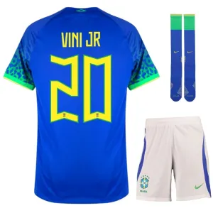Vini Jr, Maillot de supporter pour enfants du Brésil lors de la Coupe du monde 2022 (Maillot extérieur, Bleu)