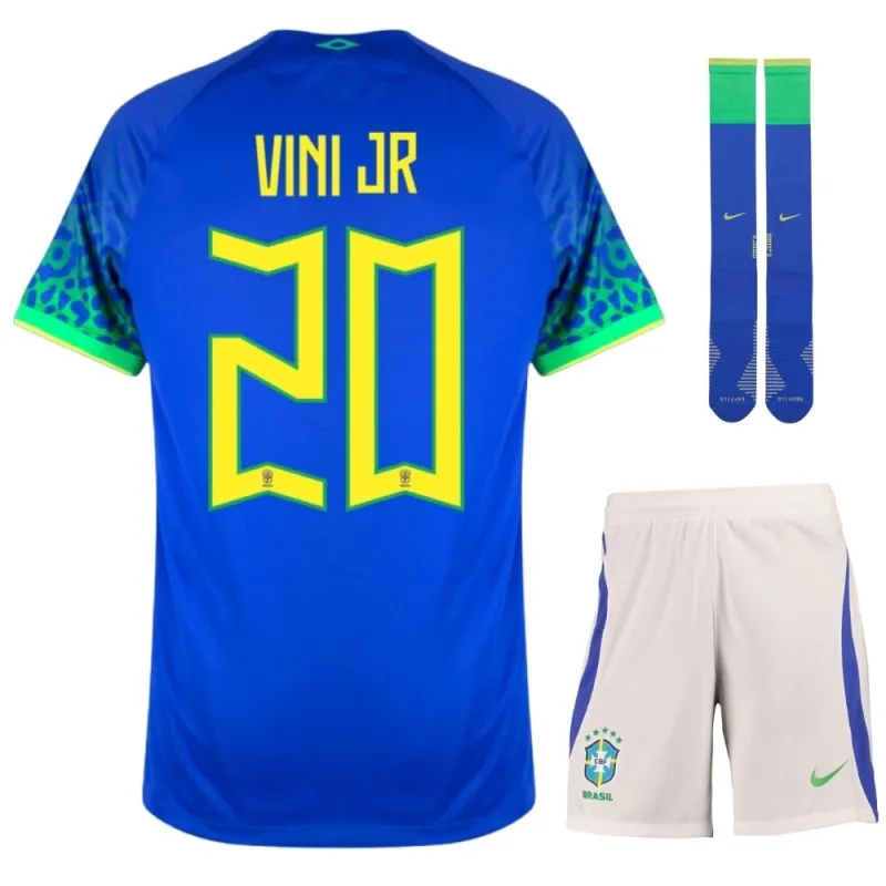 Vini Jr, Brazil 2022 World Cup Children's Away Fan Jersey (Blue)