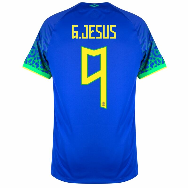 G. Jesus, Brasilien 2022 Weltmeisterschaft Auswärtsfans-Trikot (Blau)