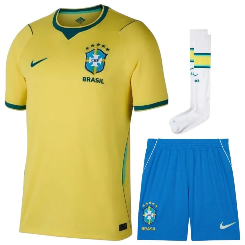 Brasilien 2026/27 Kinder Heimtrikot Set gelb