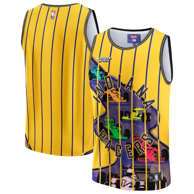 Indiana Pacers, NBA and KidSuper Studios Unisex Hometown Jersey - Gold