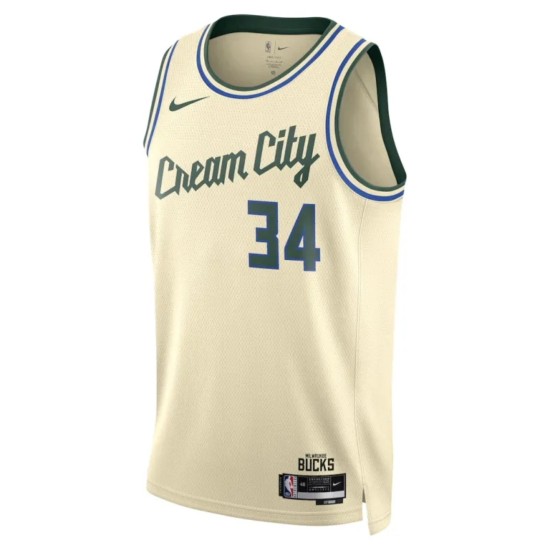 Milwaukee Bucks Giannis Antetokounmpo 2025/26 Jersey - City Edition - Cream