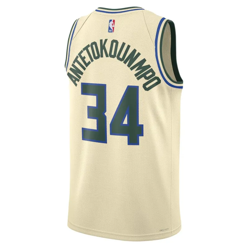 Milwaukee Bucks Giannis Antetokounmpo 2025/26 Jersey - City Edition - Cream
