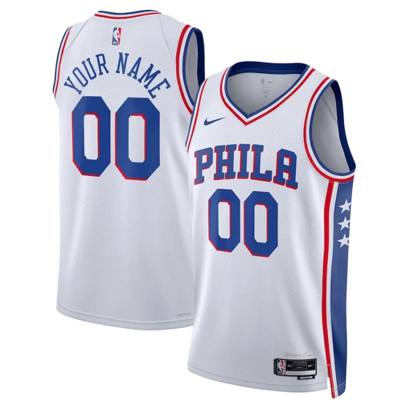 Philadelphia 76ers Unisex 2022/23 Season Swingman Custom Jersey - Association Edition - White
