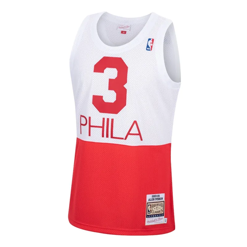 Allen Iverson Philadelphia 76ers Mitchell & Ness Maillot Authentique des Classiques Hardwood 2003/2004 - Blanc