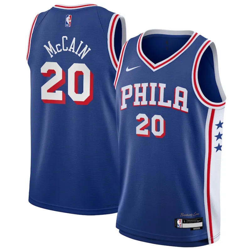 Jared McCain Philadelphia 76ers Camiseta Swingman para Jóvenes - Edición Ícono - Azul Real