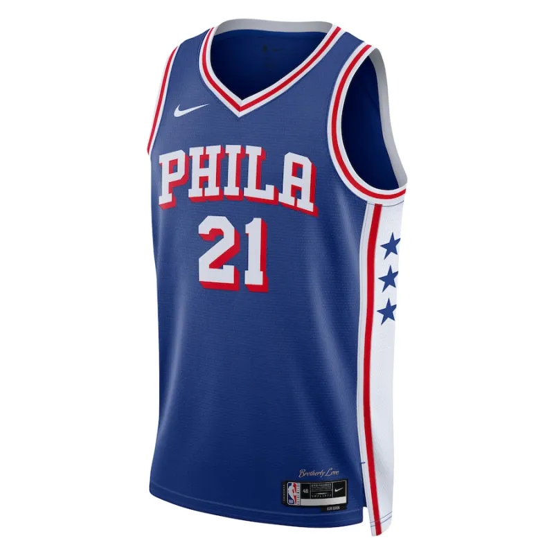 Joel Embiid Philadelphia 76ers Camiseta Swingman Unisex - Edición Ícono - Azul Real