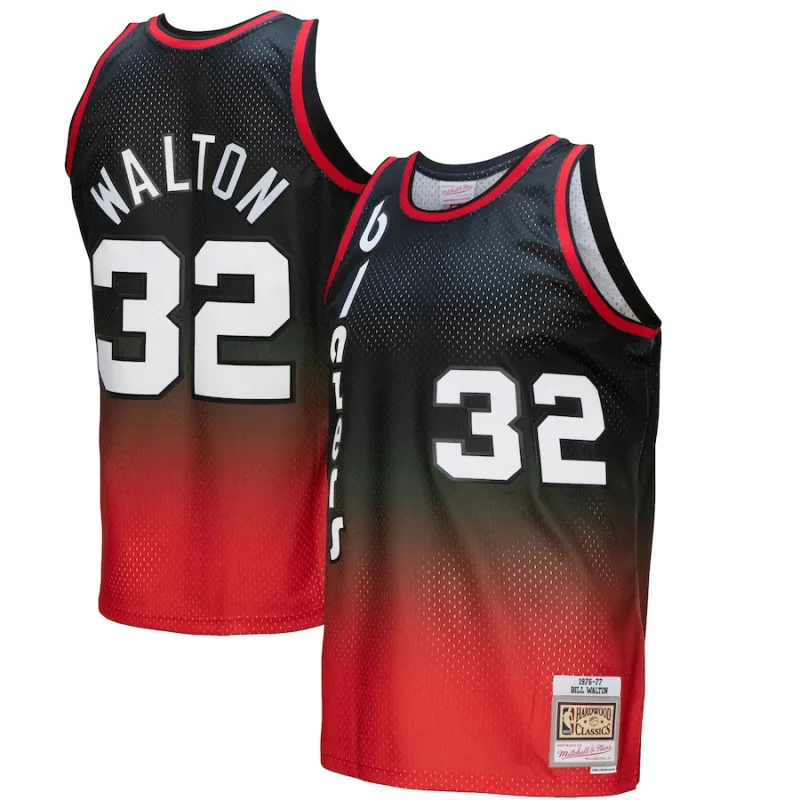 Bill Walton, Portland Trail Blazers, Classico 1976/77, Rosso/Nero