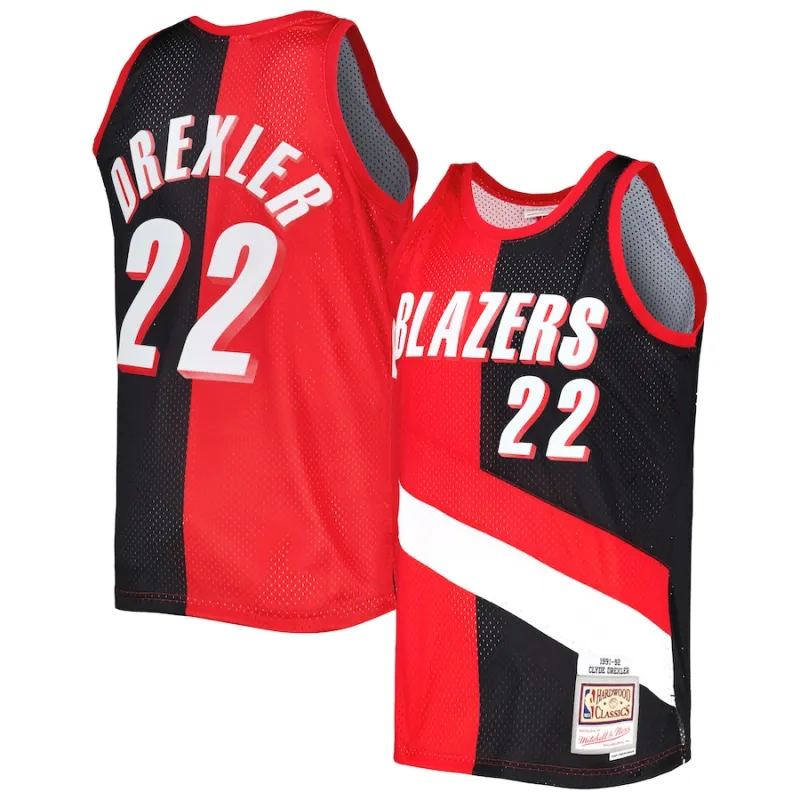 Clyde Drexler, Portland Trail Blazers, 1991/92, Rouge/Noir