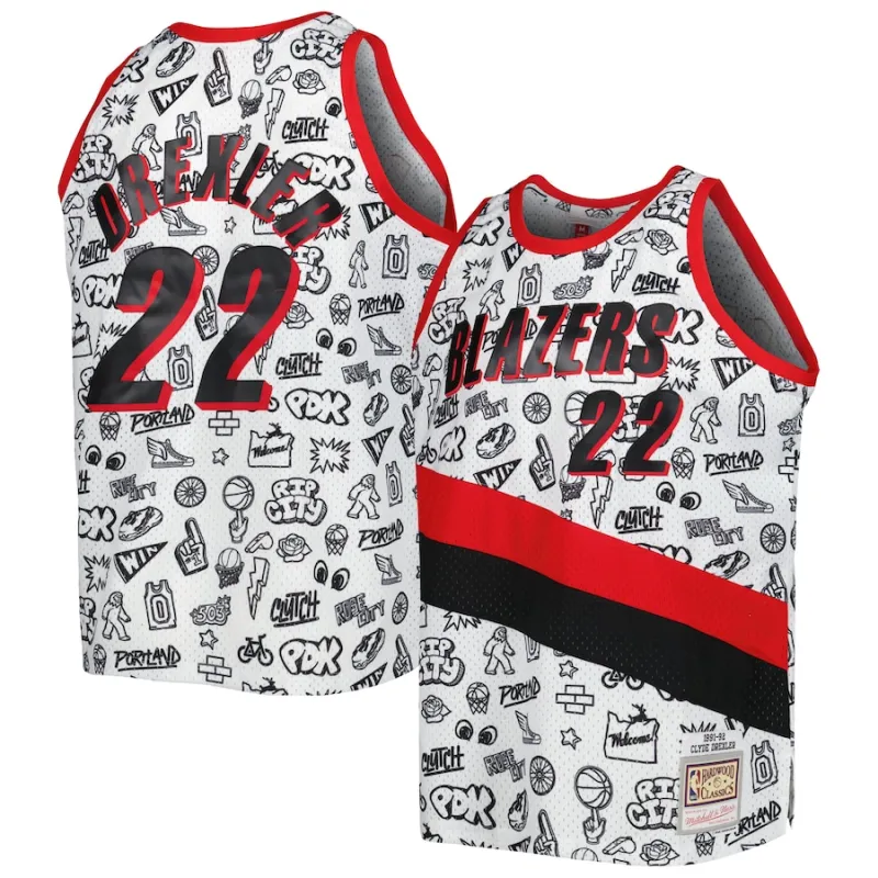 Clyde Drexler, Portland Trail Blazers, 1991/92, Blanc