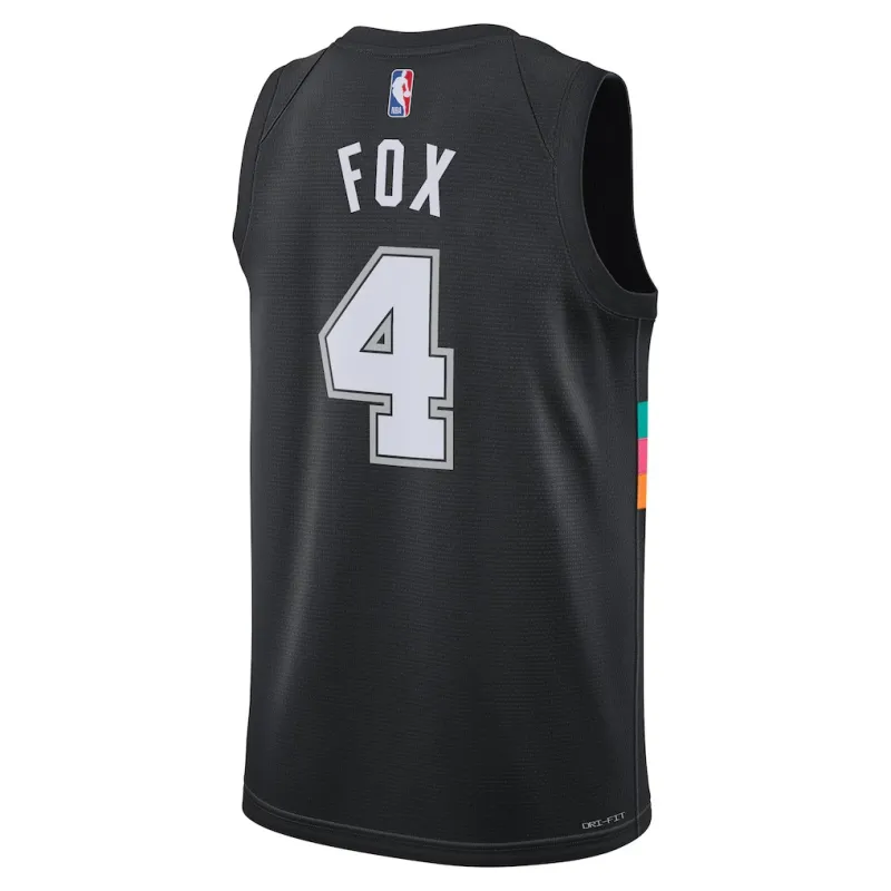 San Antonio Spurs De'Aaron Fox 2025/26 Maglia Unisex - Edizione Città - Nero