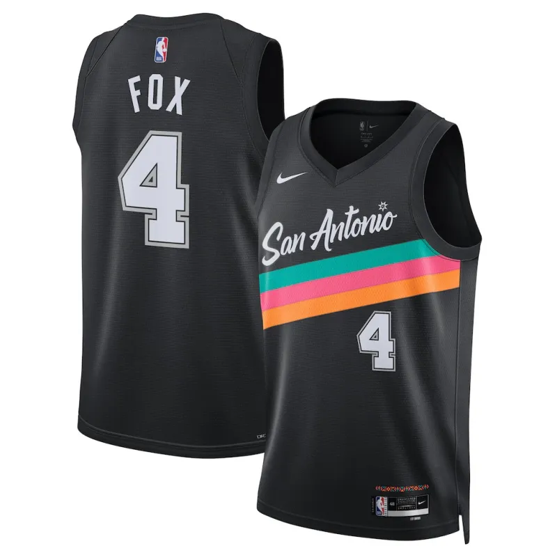 San Antonio Spurs De'Aaron Fox 2025/26 Maglia Unisex - Edizione Città - Nero