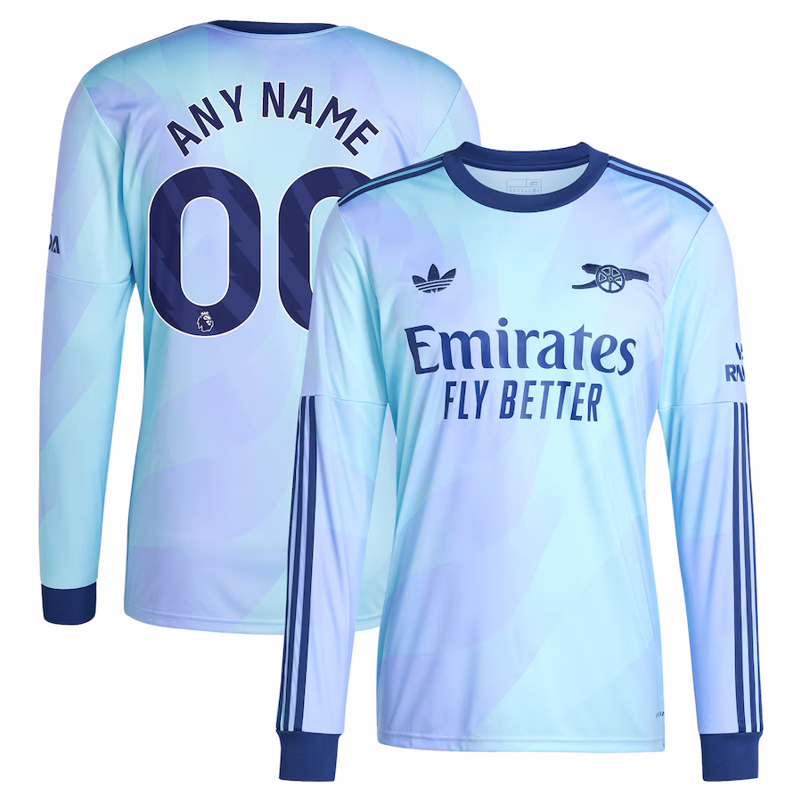 Camiseta réplica de manga larga tercera de Arsenal 2024/25 - Versión para hinchas (Azul marino claro)