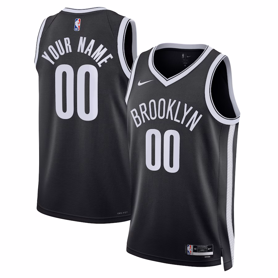 Brooklyn Nets, Maglia Swingman personalizzata unisex - Edizione Icona - Nero