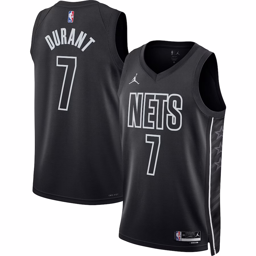 Camiseta Swingman Unisex de los Brooklyn Nets de Kevin Durant - Edición Statement - Negro