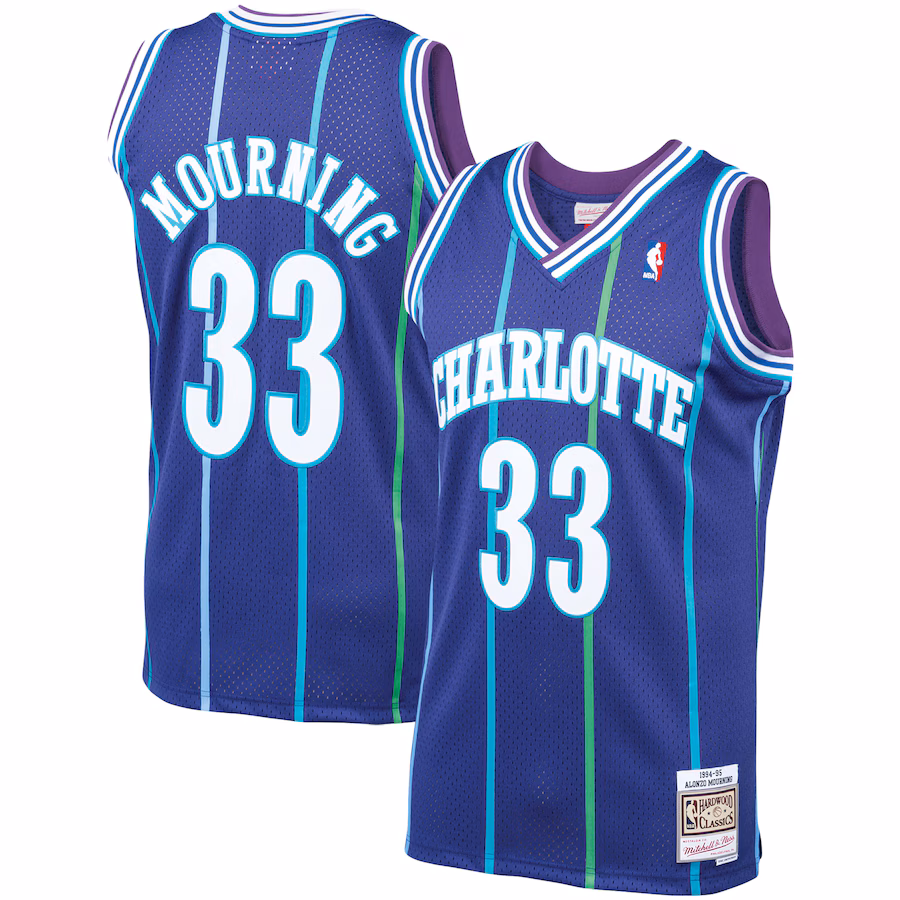 Alonzo Mourning Charlotte Hornets Mitchell & Ness 1994/95 Hardwood Classics Jersey