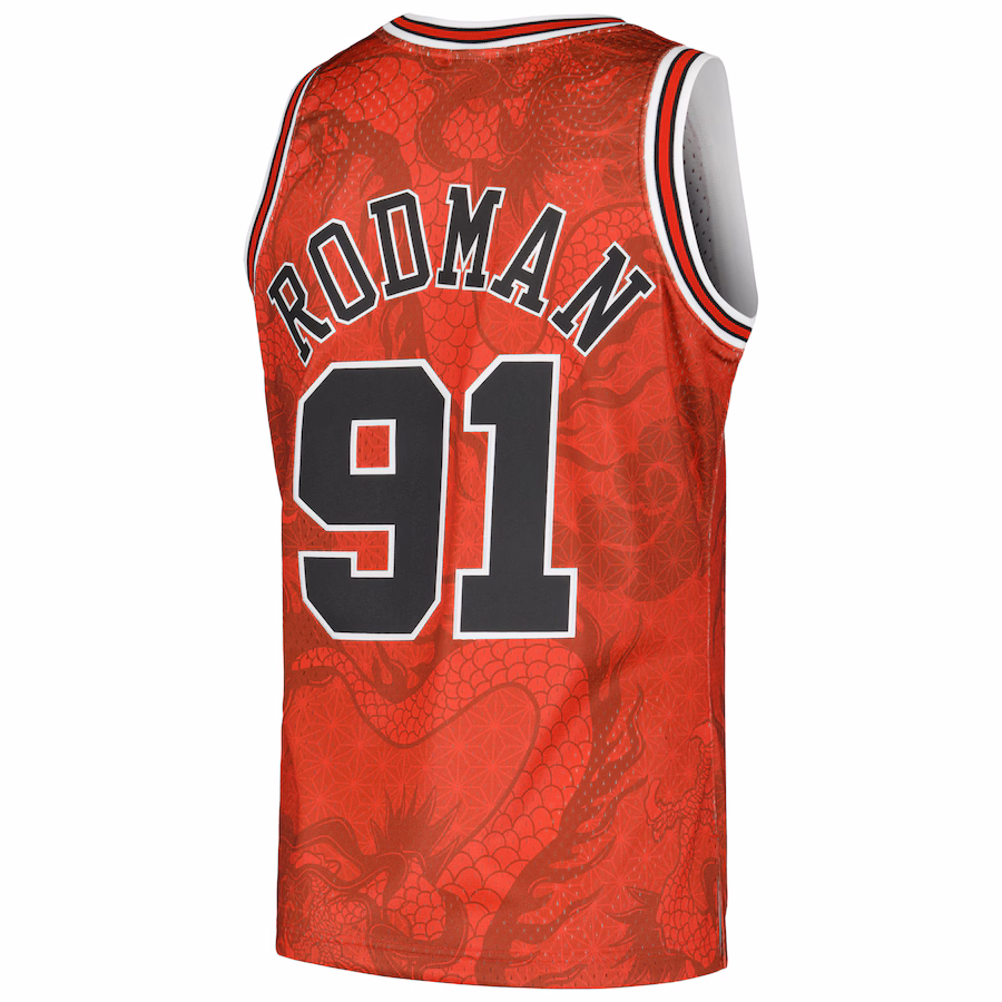 Camiseta Dennis Rodman Chicago Bulls Mitchell & Ness 1997/98 Hardwood Classics Asian Heritage 6.0 Swingman Retro